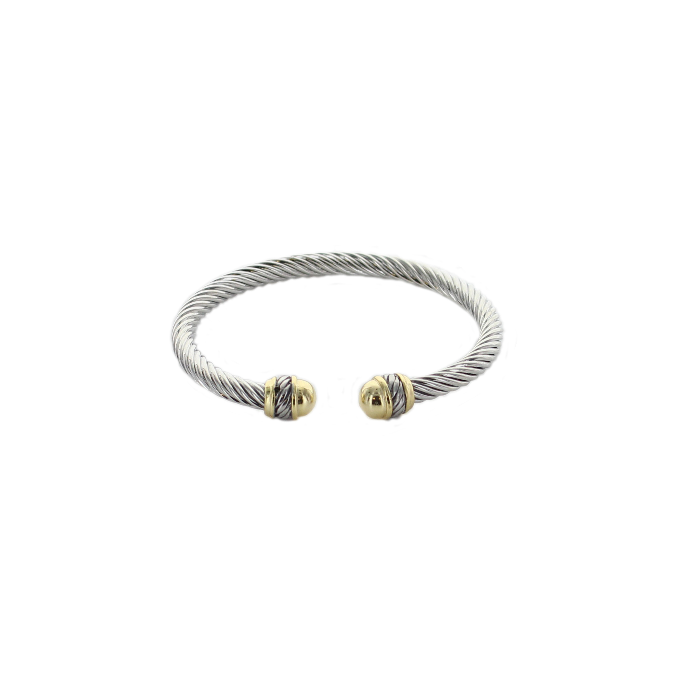 Silver & Gold Thin Cable Bracelet - Best of Everything | Online Shopping