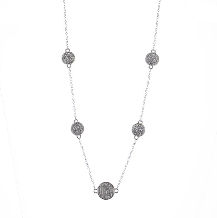 A photo of the Rhinestone Circles Necklace product