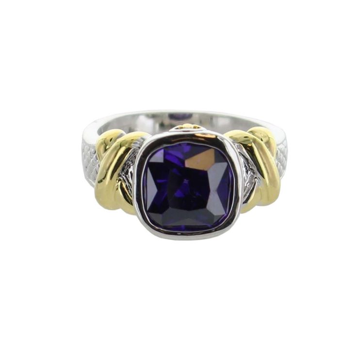 A photo of the Gold X Purple Gemstone Ring product