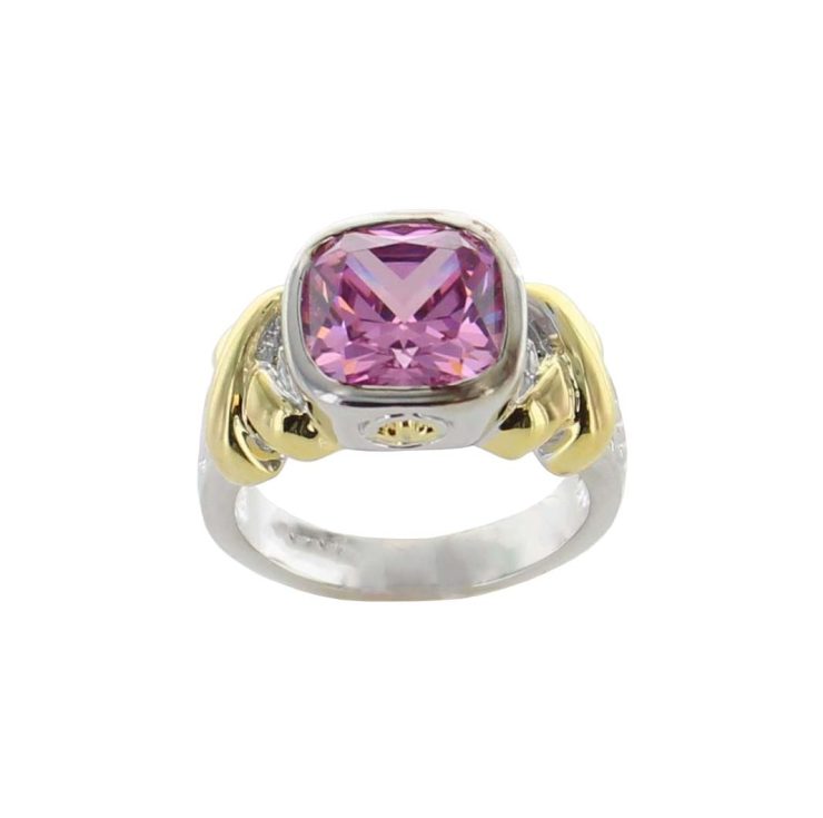 A photo of the Gold X Pink Gemstone Ring product