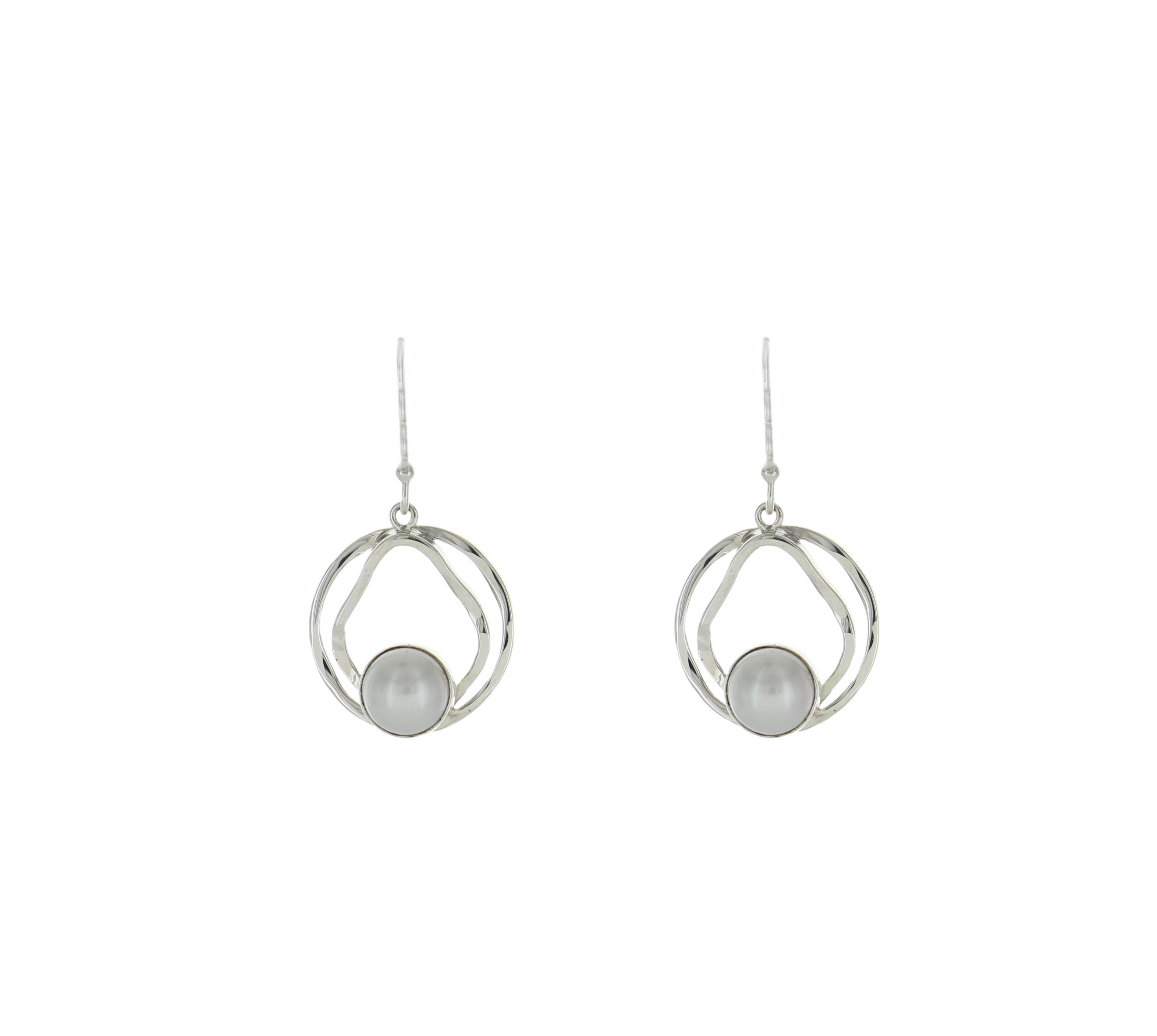 Round Frame Mother of Pearl Earrings - Best of Everything | Online Shopping