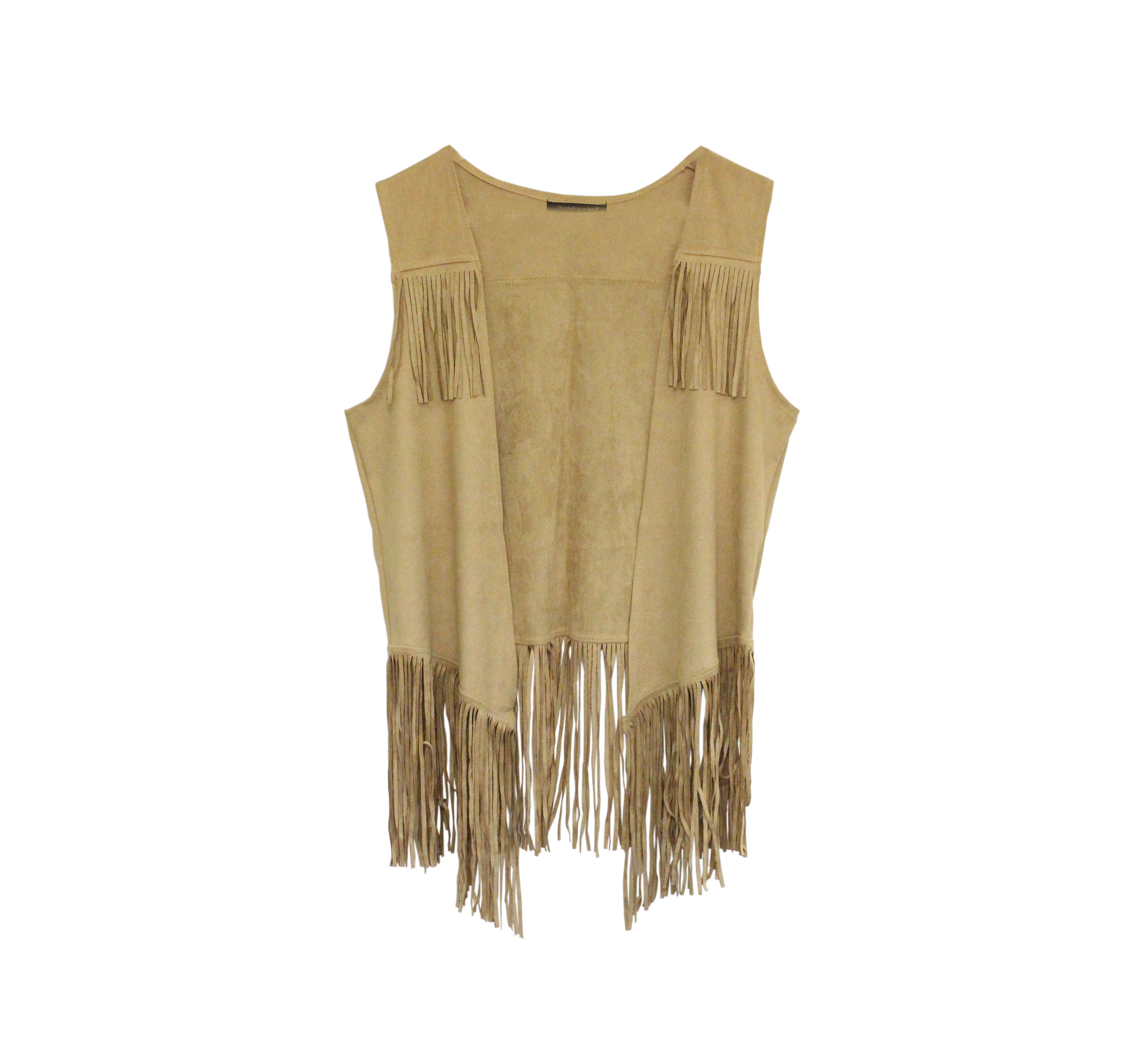 Camel Fringe Leather Vest - Best of Everything | Online Shopping