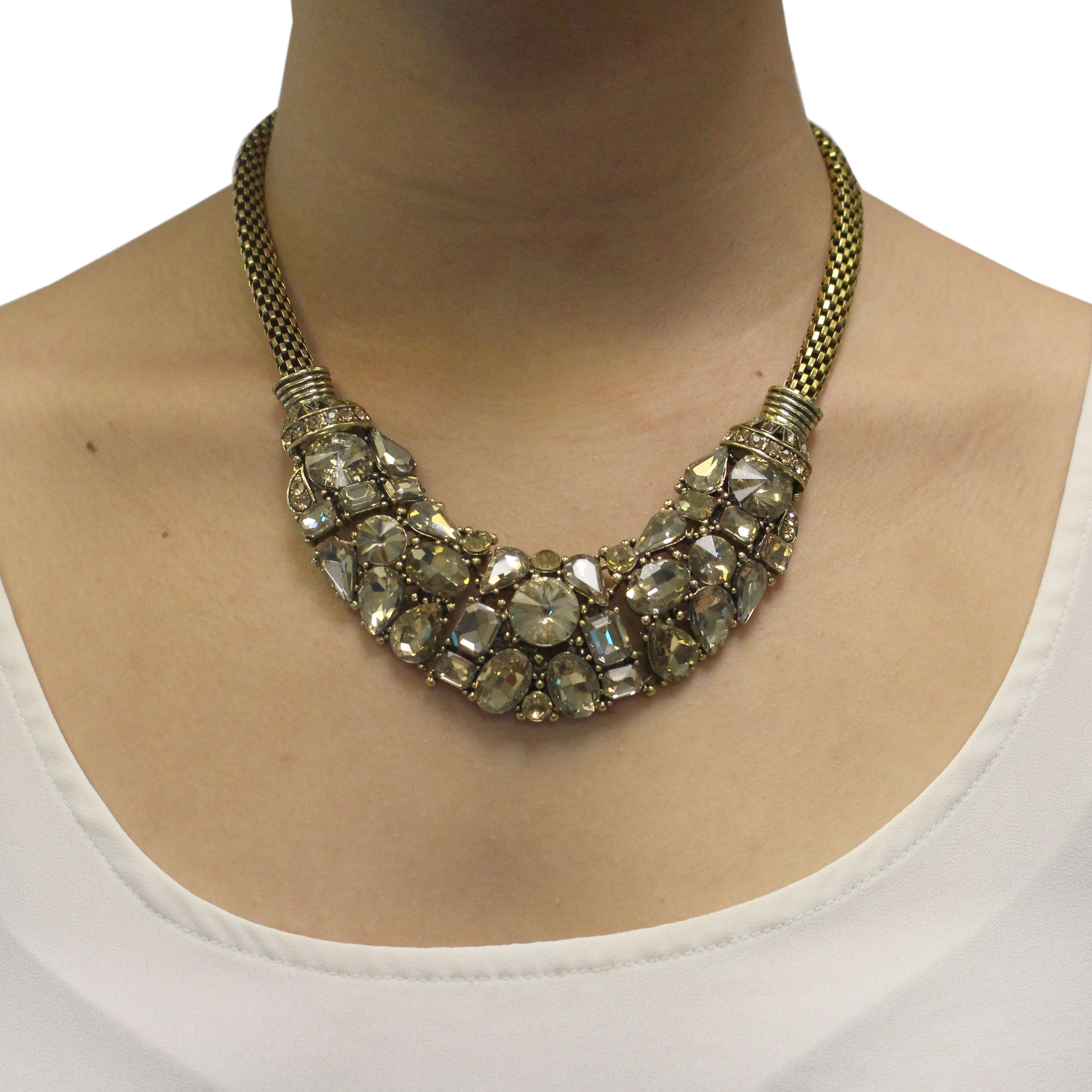 Mesh Chain Gem Necklace - Best of Everything | Online Shopping