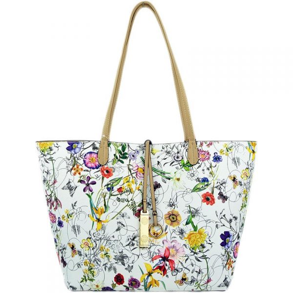 Tropical Garden & Beige Reversible Tote - Best of Everything | Online ...