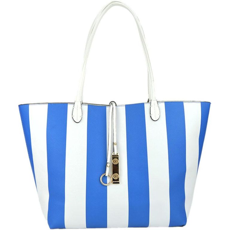 Royal Blue & White Stripes Reversible Tote - Best of Everything ...