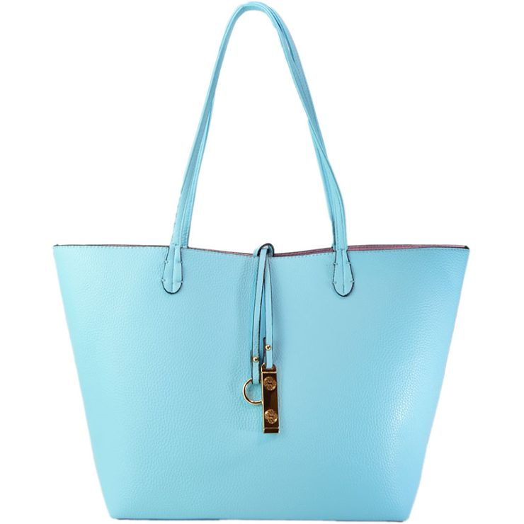 A photo of the Baby Blue & Pink Reversible Tote product