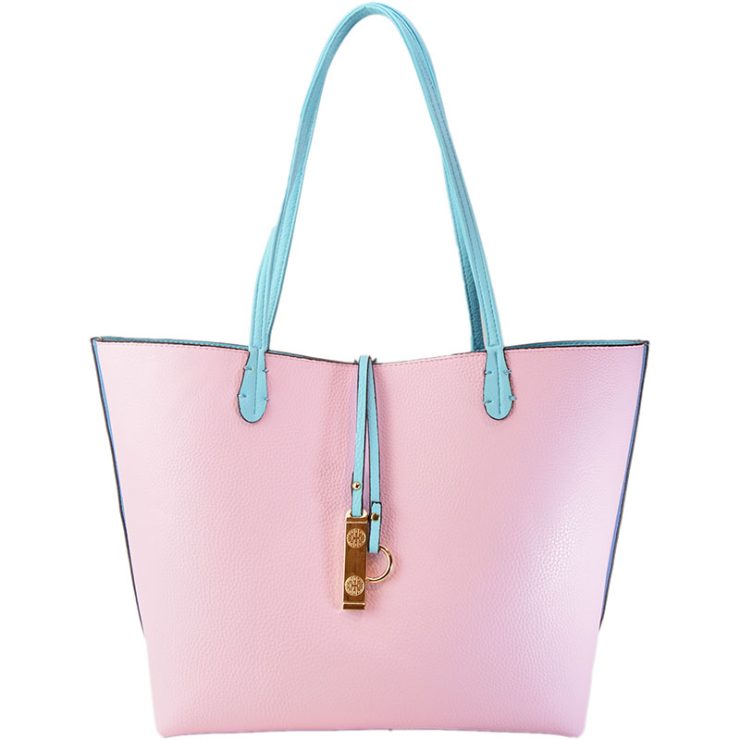 A photo of the Baby Blue & Pink Reversible Tote product