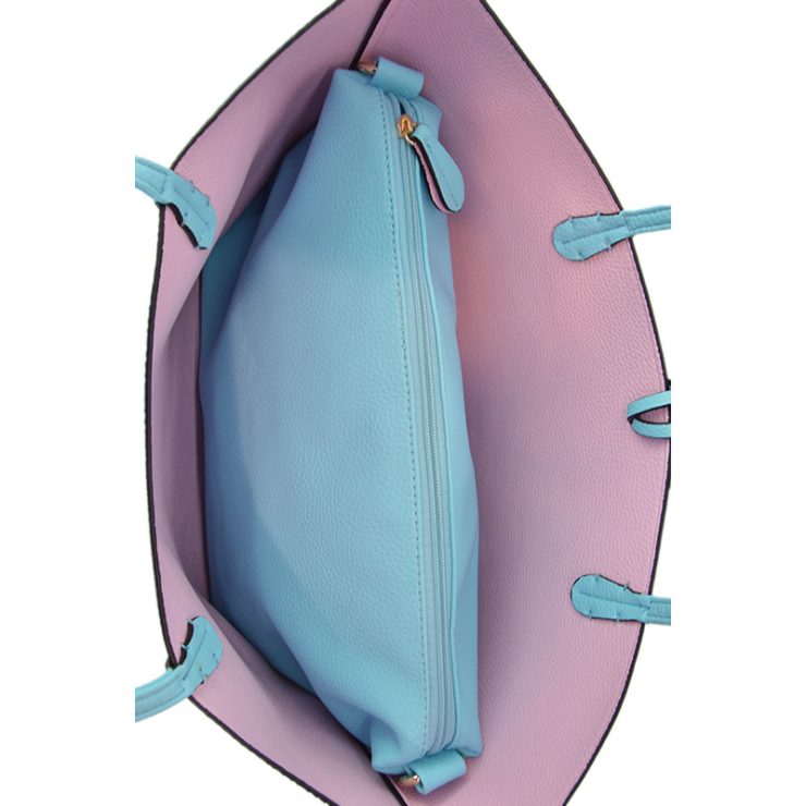 A photo of the Baby Blue & Pink Reversible Tote product