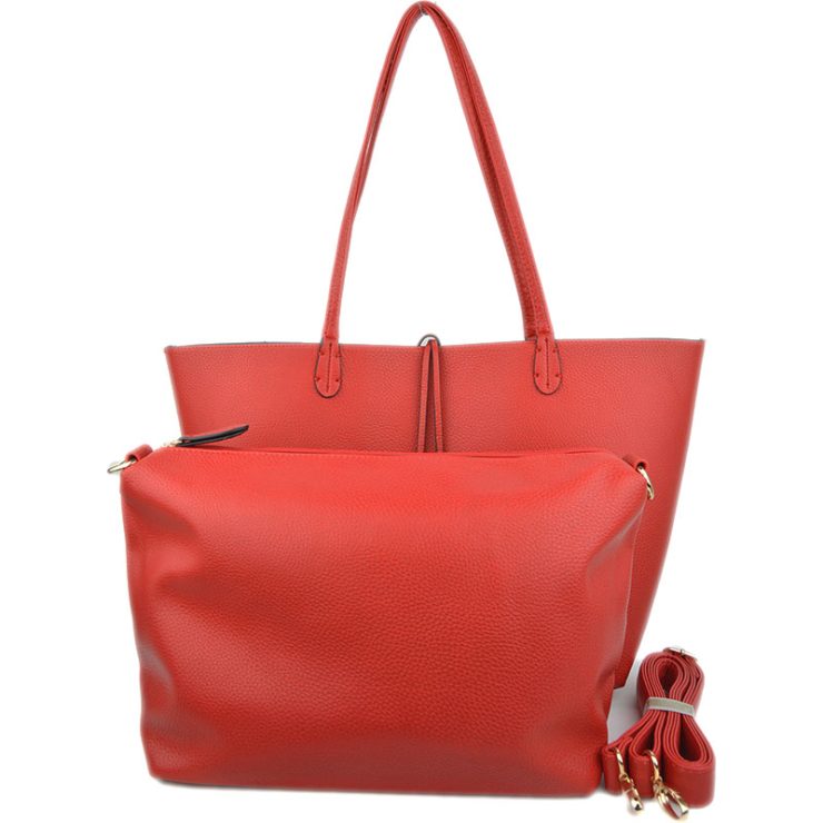 A photo of the Red & Coffee Reversible Tote product