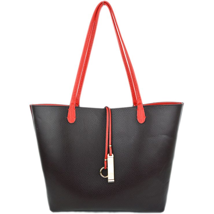 A photo of the Red & Coffee Reversible Tote product