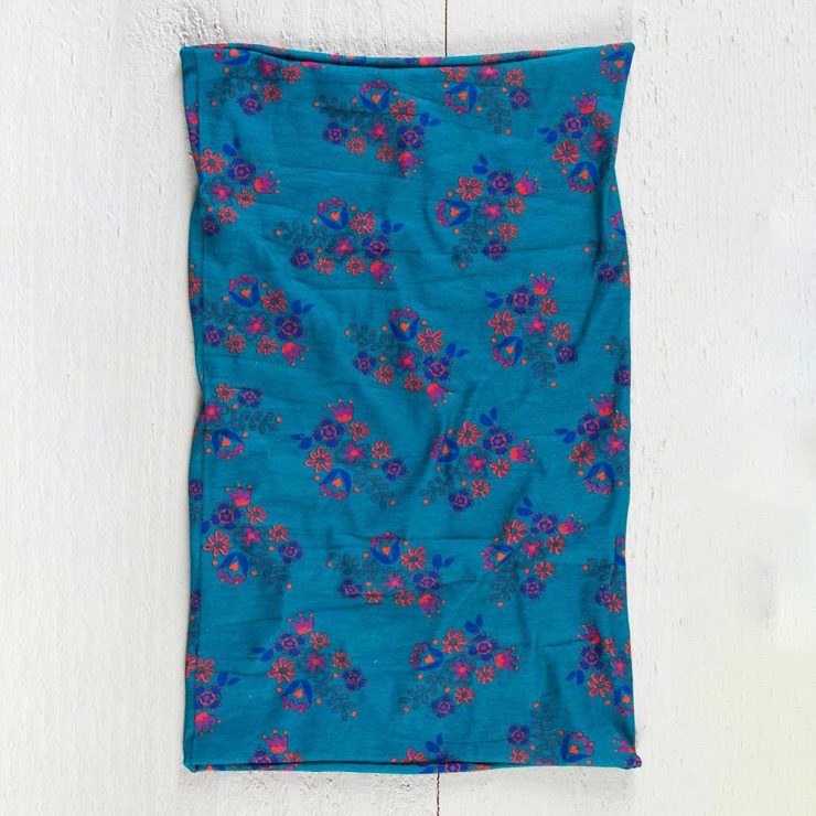 A photo of the Turquoise & Red Floral Boho Bandeau product