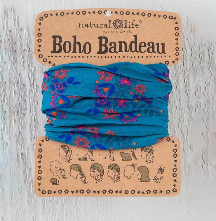 A photo of the Turquoise & Red Floral Boho Bandeau product