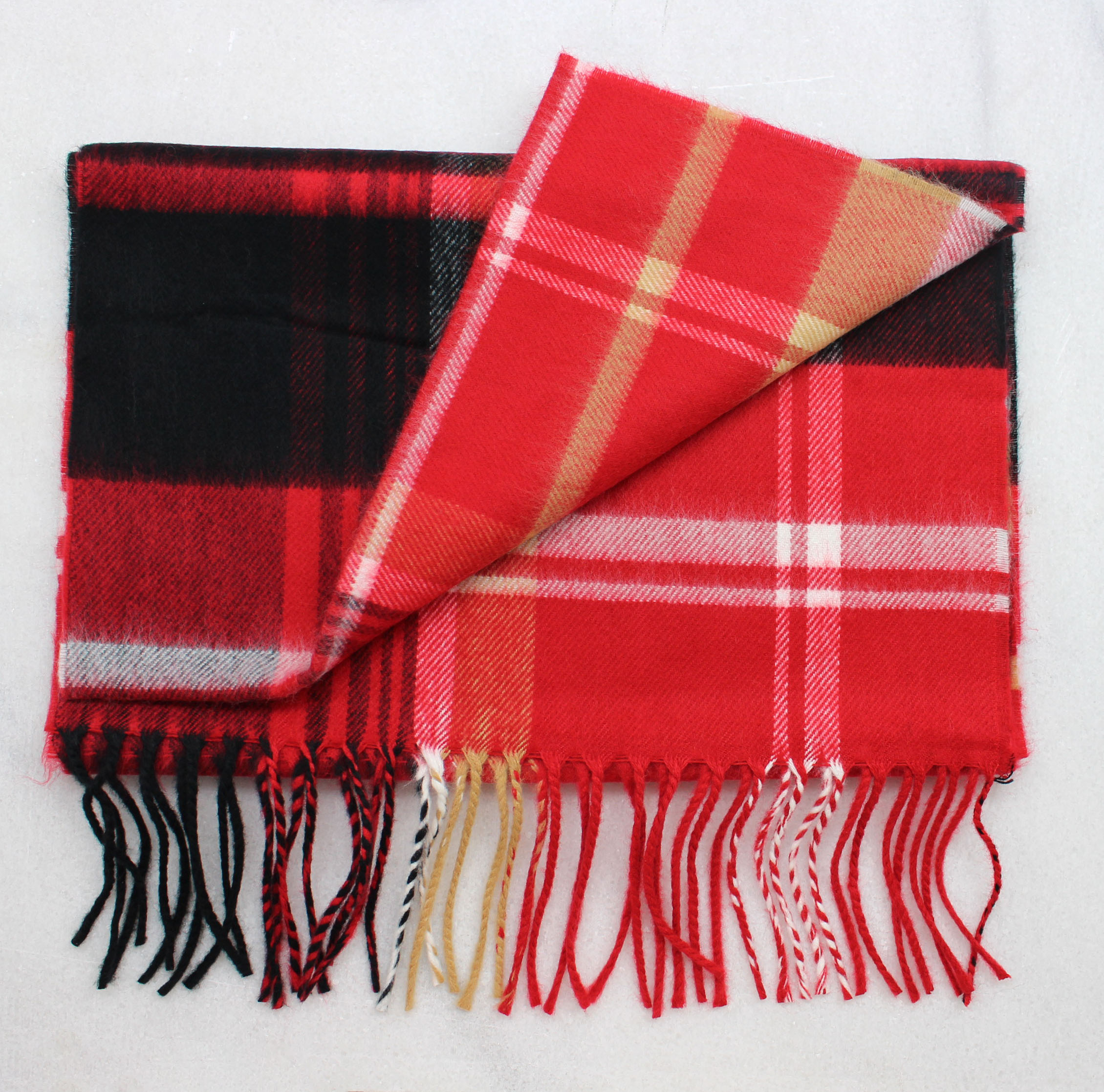 red and white plaid scarf