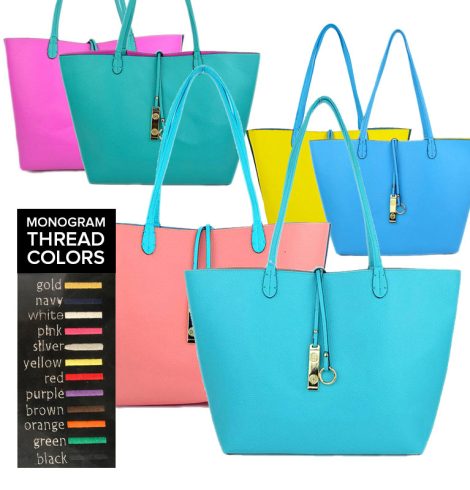 Reversible Large Tote | Online Gift Shop Turquoise/Gold / 18x11