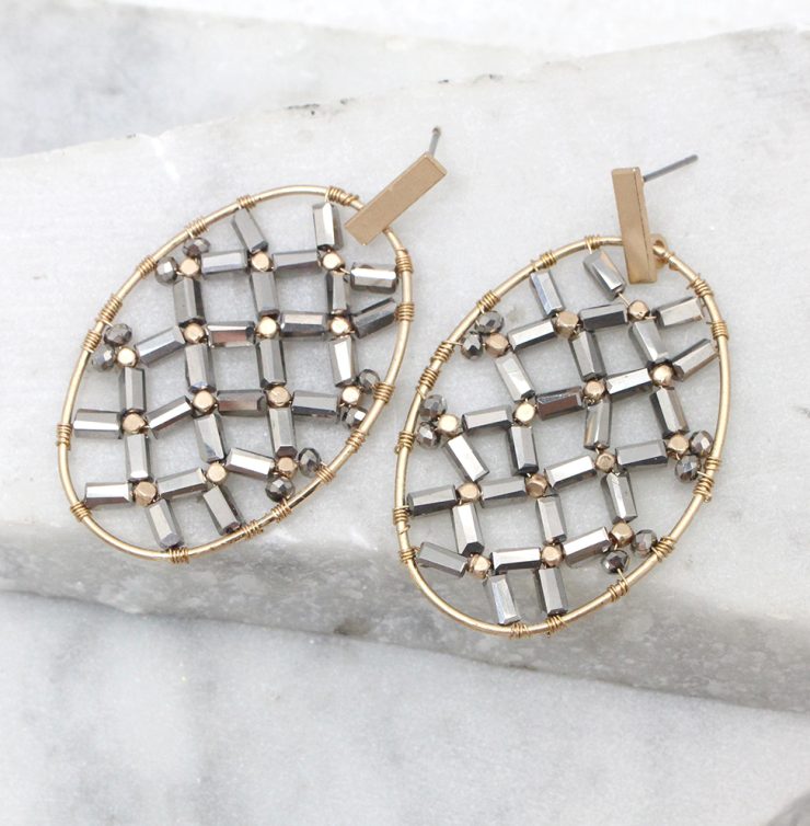 A photo of the Barbed Wire Earrings in Gunmetal product