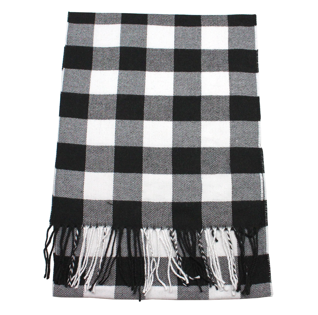 Black and White Buffalo Check Cashmere Feel Scarf - Best of Everything ...