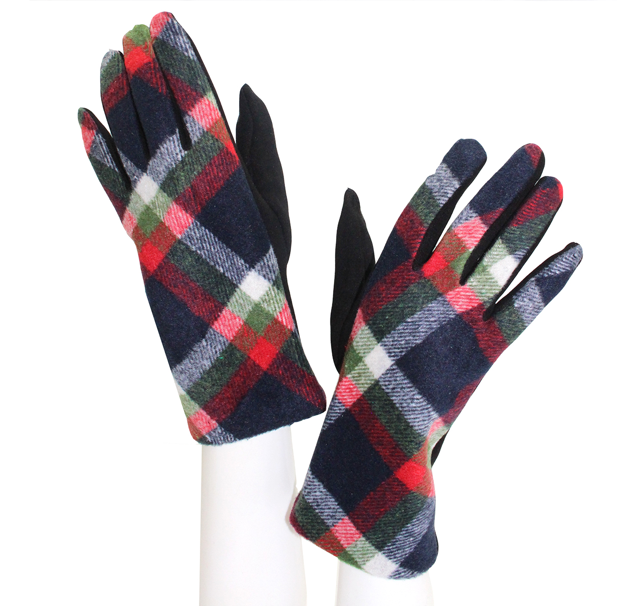 Navy and Red Diagonal Plaid Gloves - Best of Everything | Online Shopping