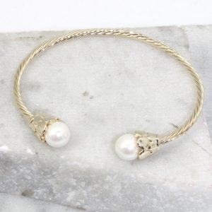 Twisted Cable Pearl Cuff Bracelet - Best of Everything | Online Shopping