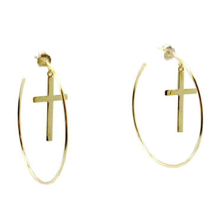 A photo of the Cross Hoop Earrings product