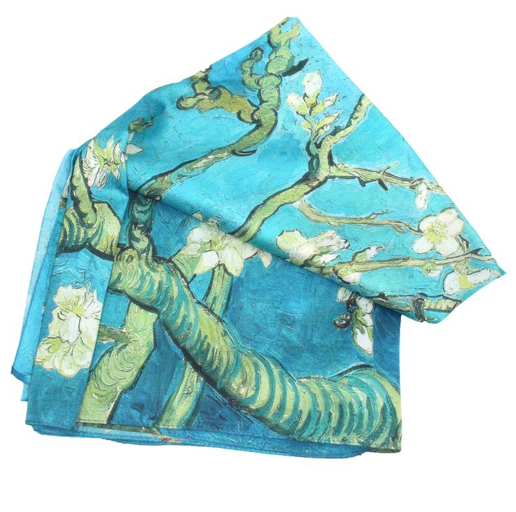 A photo of the Blue and Green Floral Scarf product