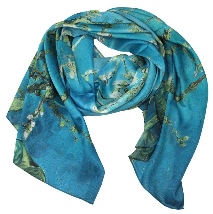 A photo of the Blue and Green Floral Scarf product