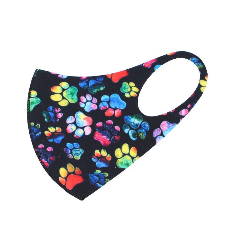 A photo of the Colorful Paw Print Face Mask product