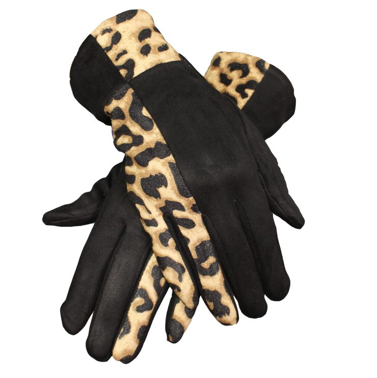 A photo of the Lady Leopard Gloves In Black product