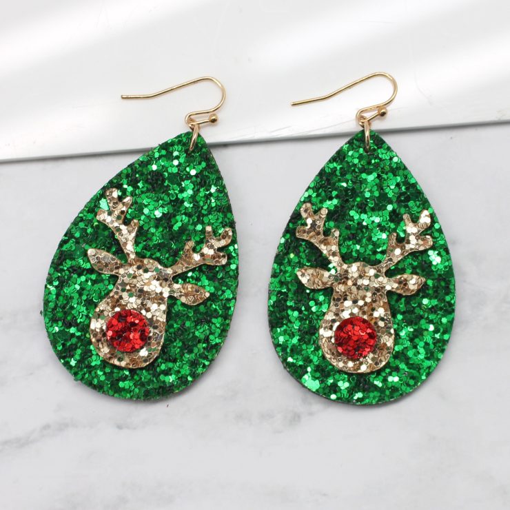 A photo of the Rudolph Glitter Earrings product