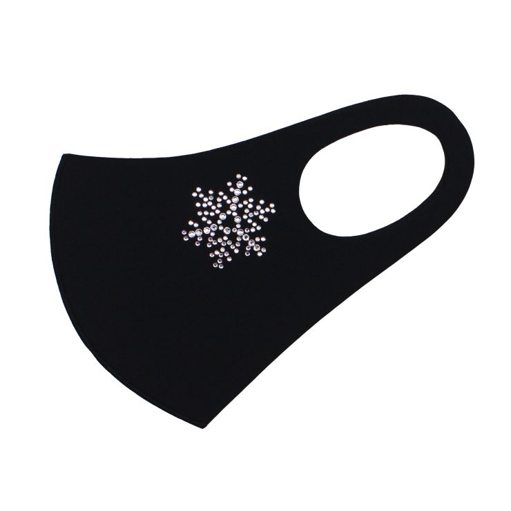 A photo of the Rhinestone Snowflake Face Mask In Black product