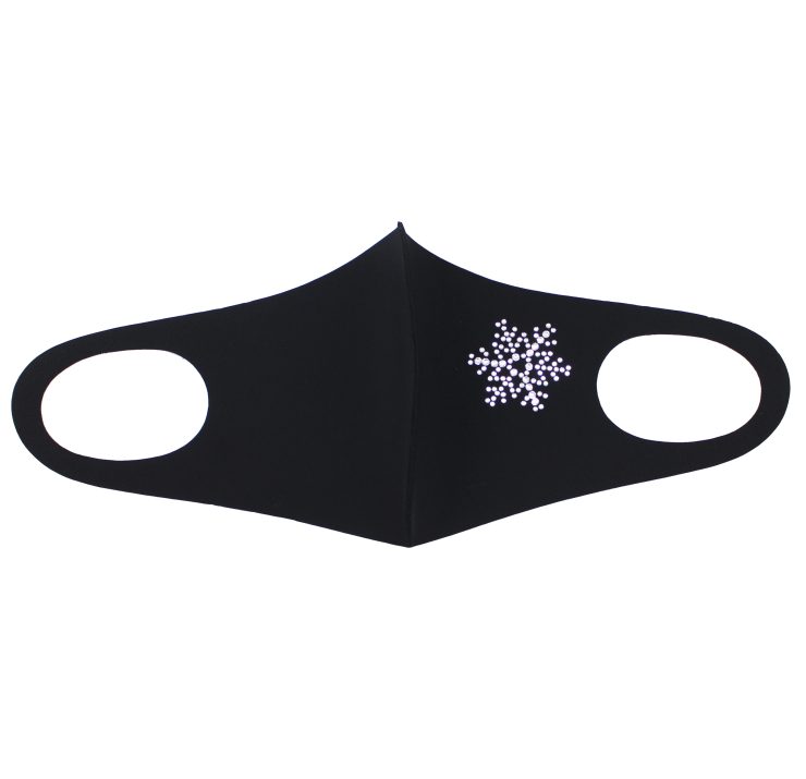 A photo of the Rhinestone Snowflake Face Mask In Black product