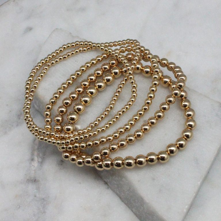 Gold Beaded Stackable Bracelets - Set of 5 - Best of Everything