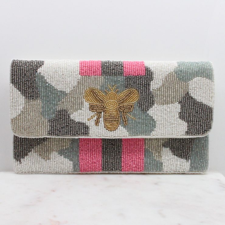 A photo of the Naya Beaded Camo Handbag product