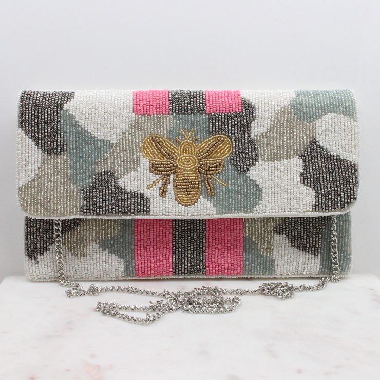 A photo of the Naya Beaded Camo Handbag product