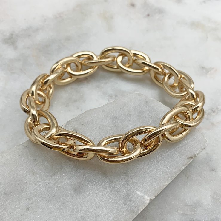 A photo of the Gold Link Stretch Bracelet product