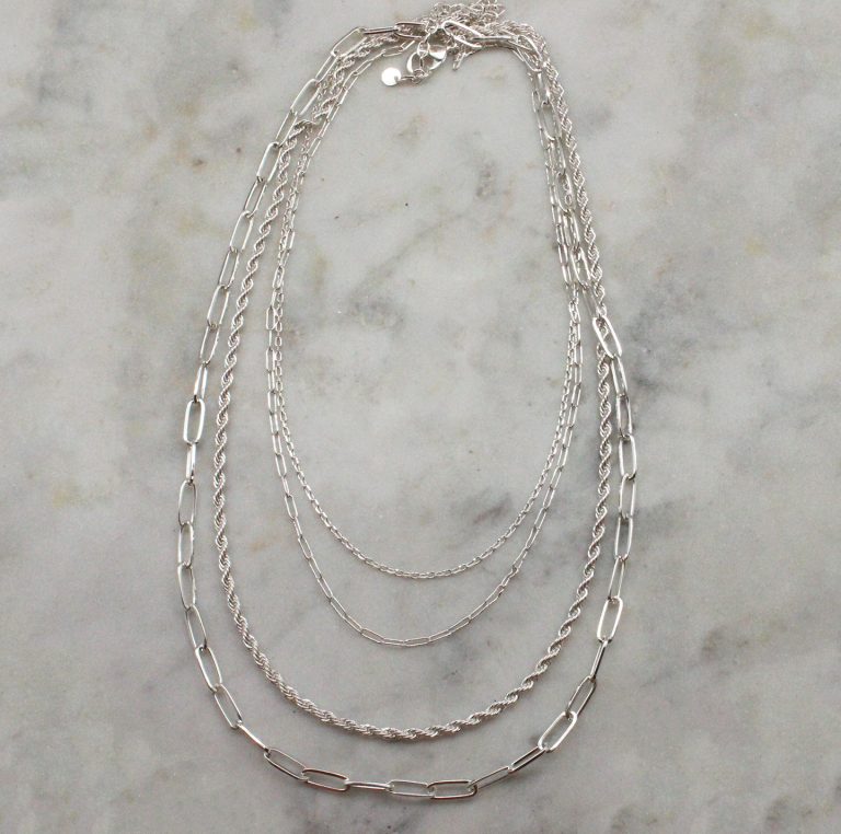 Layered Paperclip Necklace In Silver - Best of Everything | Online Shopping