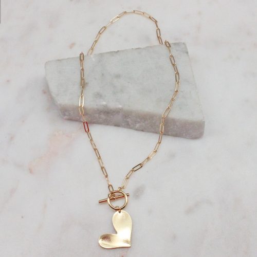 Heart Paper Clip Necklace In Gold - Best of Everything | Online Shopping