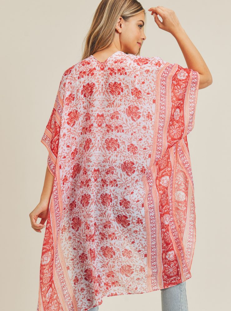 A photo of the Camilla Kimono In Red product