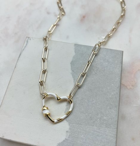 A photo of the Open Hearts Paper Clip Necklace product