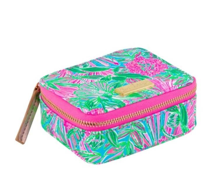 A photo of the Lilly Pulitzer Travel Pill Case In Coming In Hot product