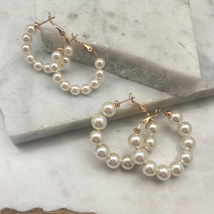 A photo of the Pearl Hoops In Gold product