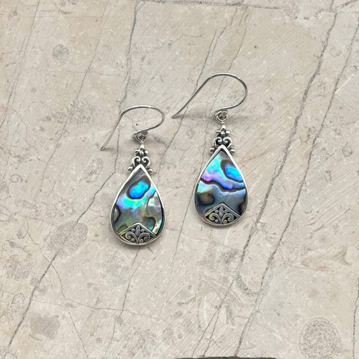 A photo of the Teardrop Abalone Earrings product