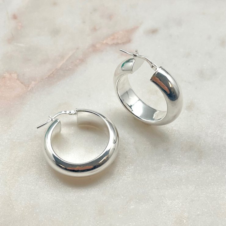 A photo of the Italian Sterling Silver Thick Hoops product