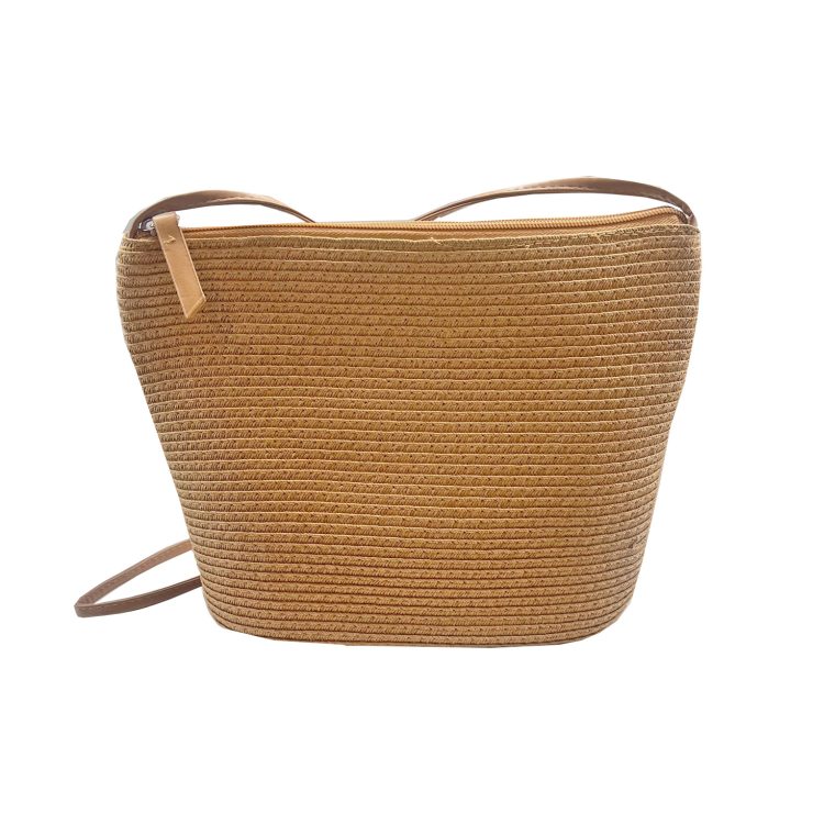 A photo of the Straw Crossbody Bag in Toast product