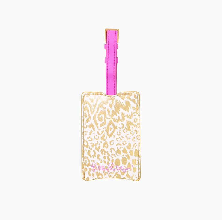 A photo of the Luggage Tag in Gold Metallic Pattern Play product