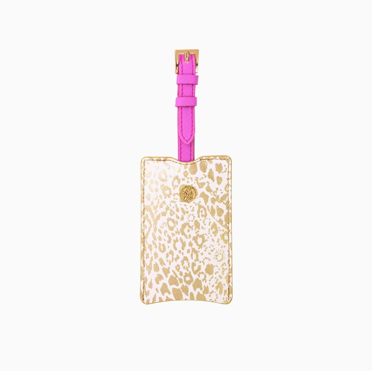 A photo of the Luggage Tag in Gold Metallic Pattern Play product