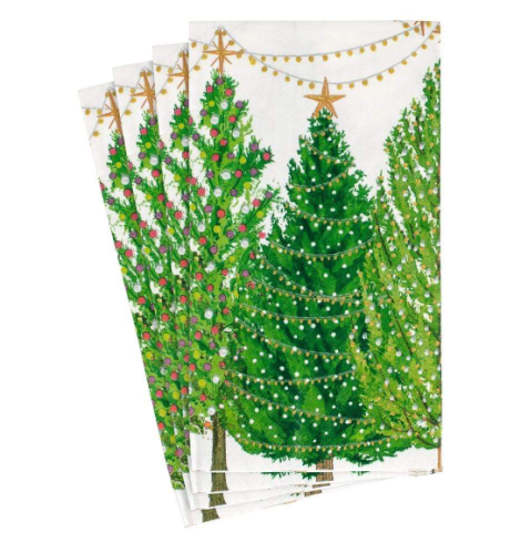 A photo of the Christmas Trees with Lights Guest Towel Napkins product