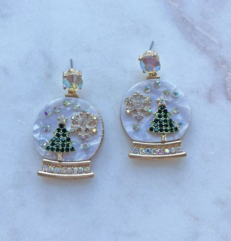 A photo of the Christmas Snow Globe Earrings product