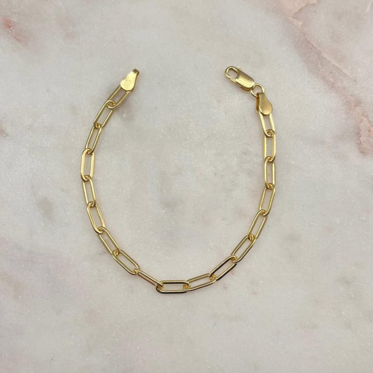 A photo of the Gold Plated Paper Clip Bracelet product