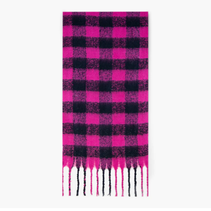 A photo of the Black & Pink Buffalo Check Scarf product