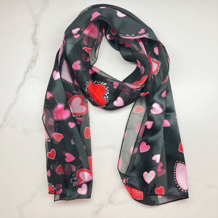 A photo of the Full of Love Silky Scarf in Black product
